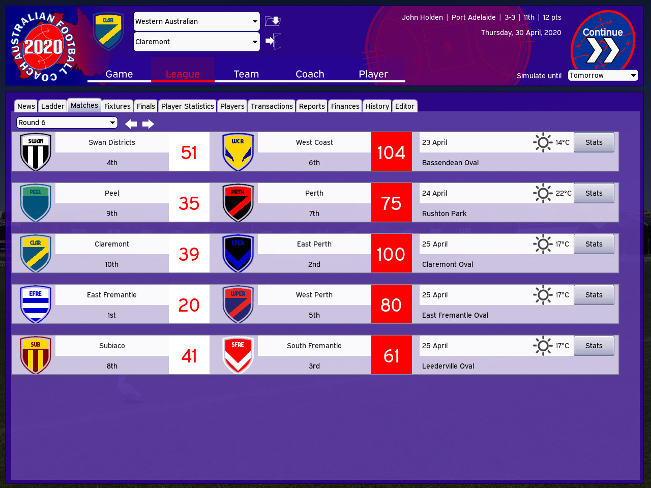 Australian Football Coach 2020 screenshot