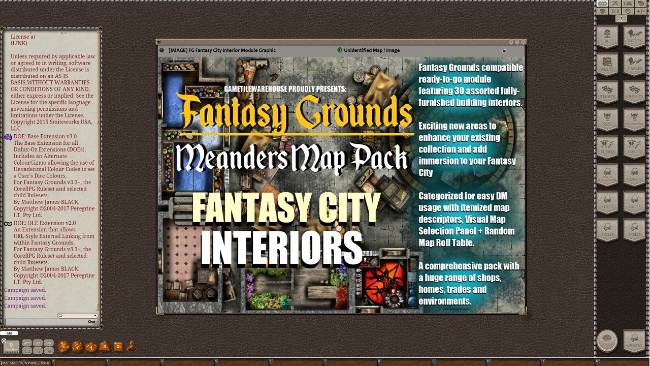 Fantasy Grounds - Meander Map Pack: Interior City (Map Pack) screenshot
