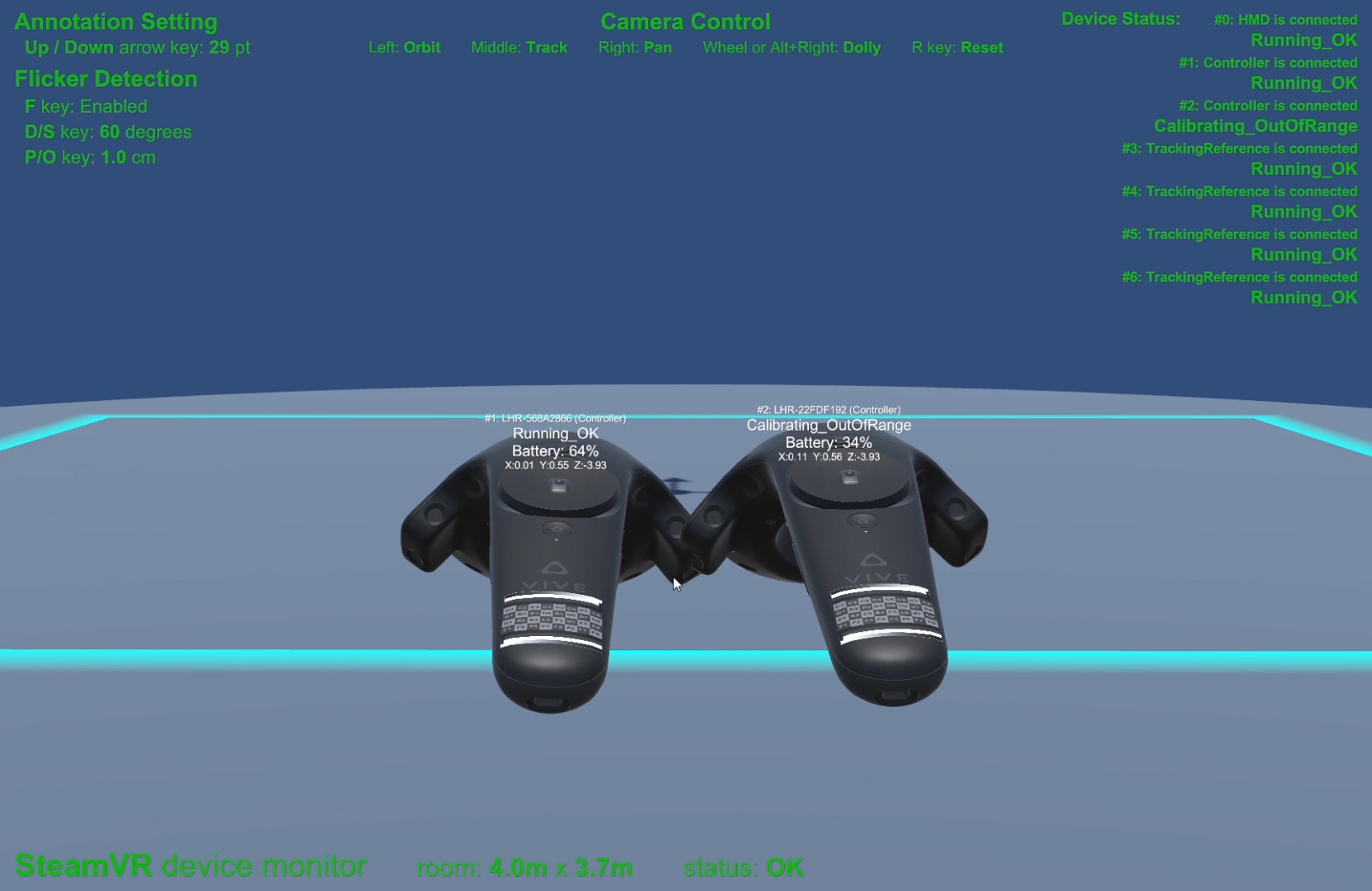 SteamVR Device Monitor screenshot
