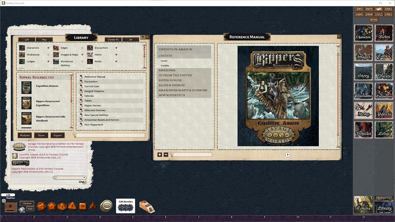 Fantasy Grounds - Rippers Resurrected Expedition: Amazon (SWADE) screenshot