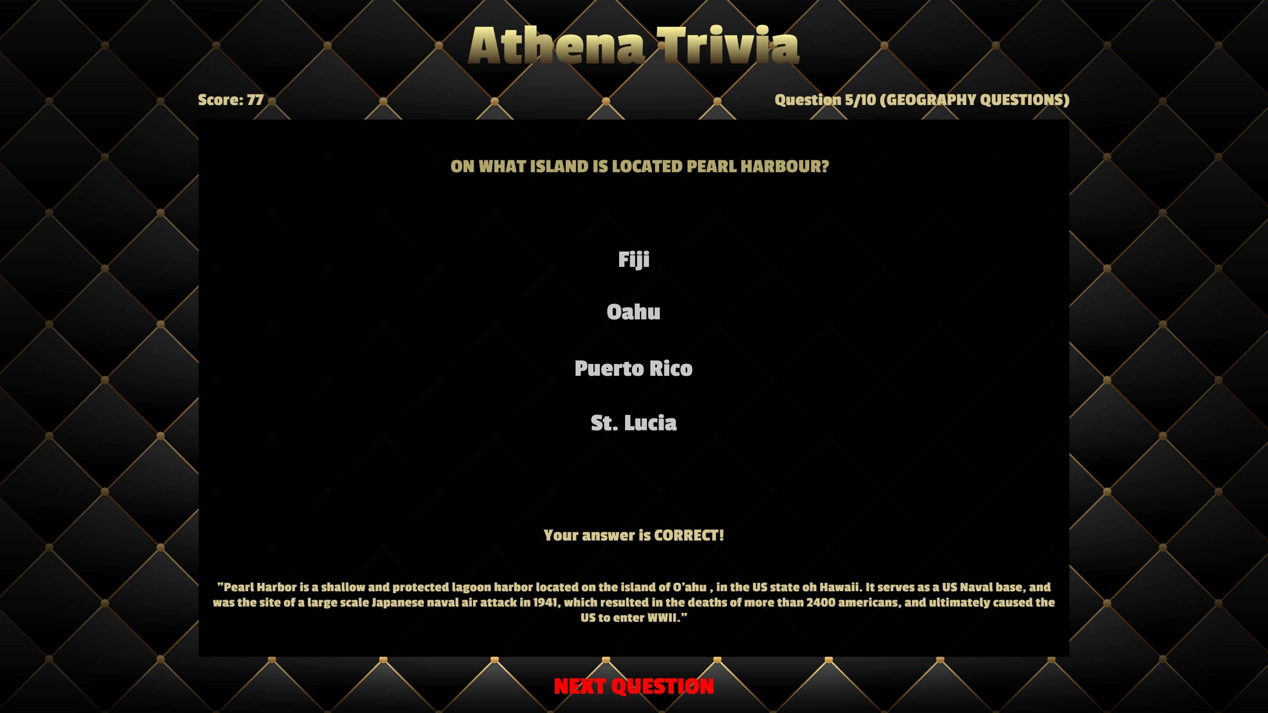 Athena Trivia screenshot