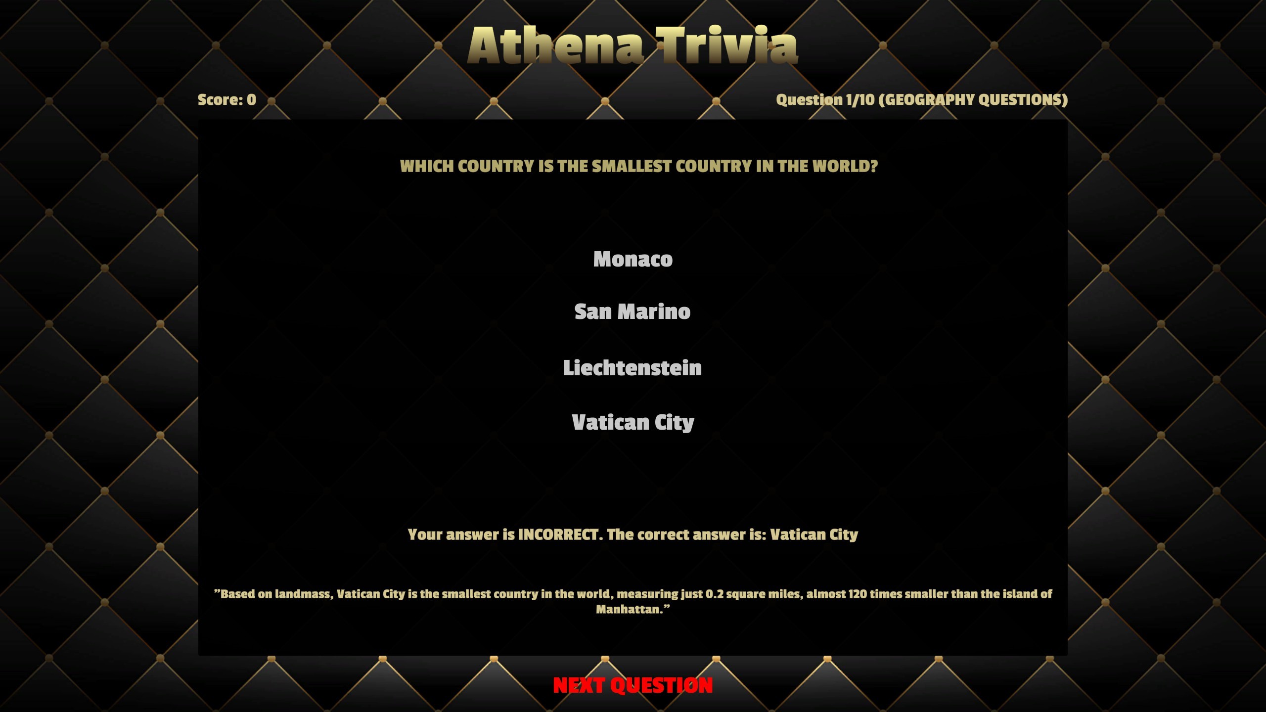 Athena Trivia screenshot