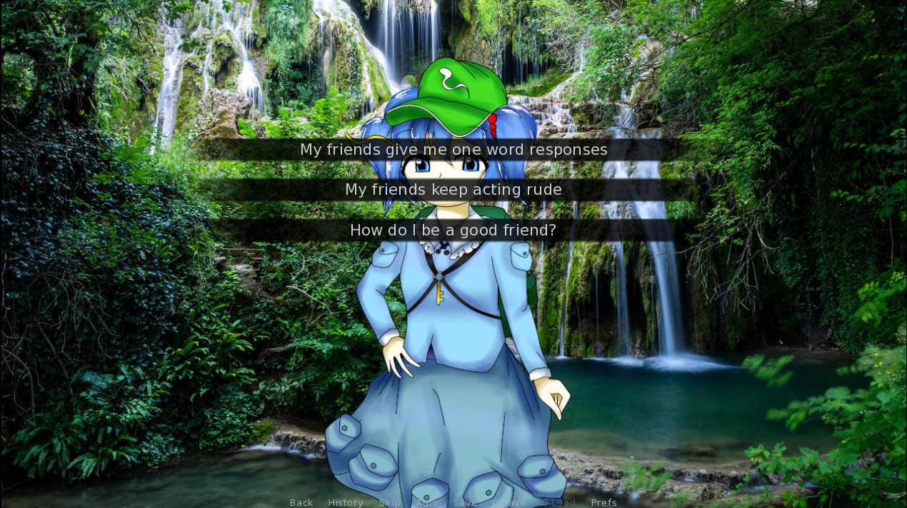 Sakuya Izayoi Gives You Advice And Dabs: Nitori Kawashiro Offers You Advice In Exchange For Cucumbers And Eats The Cucumbers screenshot