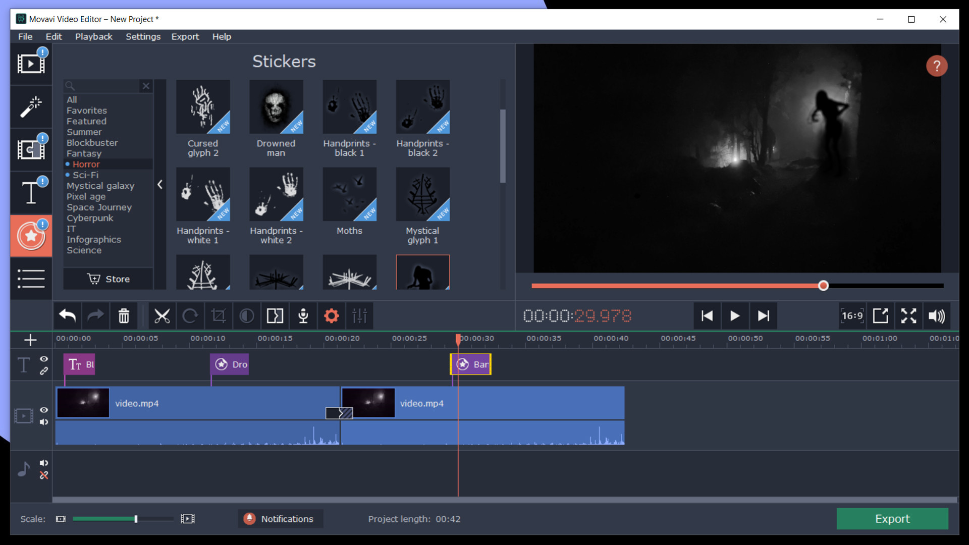 Movavi Video Editor Plus 2020 Effects - Cinematic Set screenshot