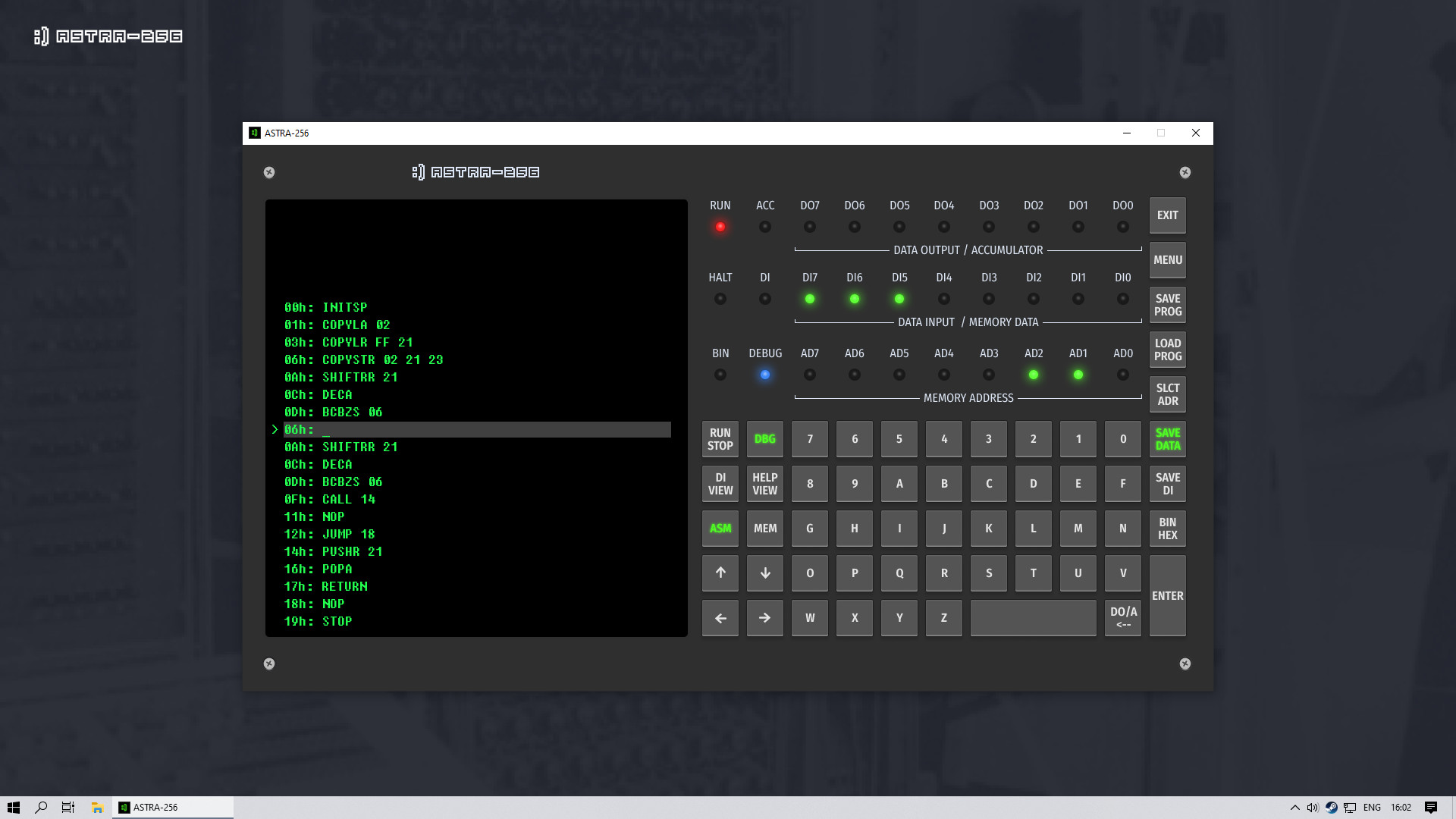 ASTRA-256 Assembler screenshot