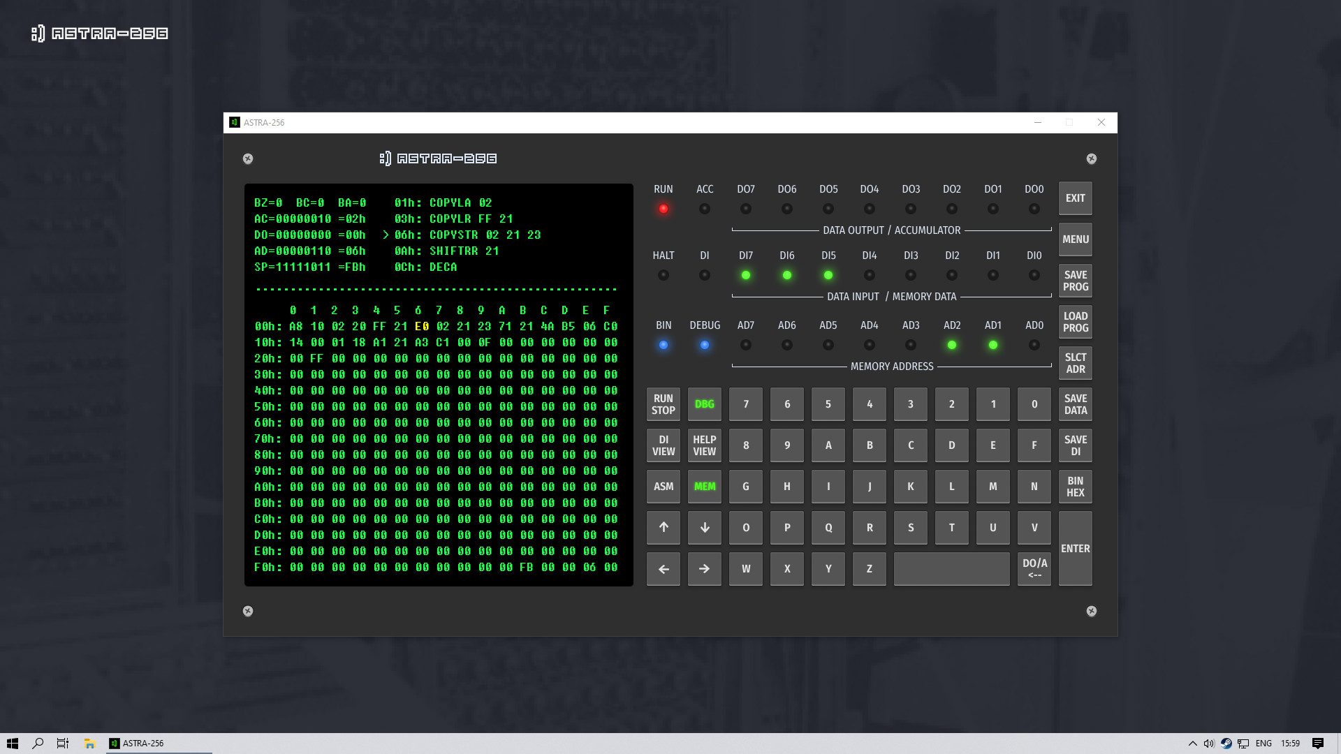 ASTRA-256 Assembler screenshot
