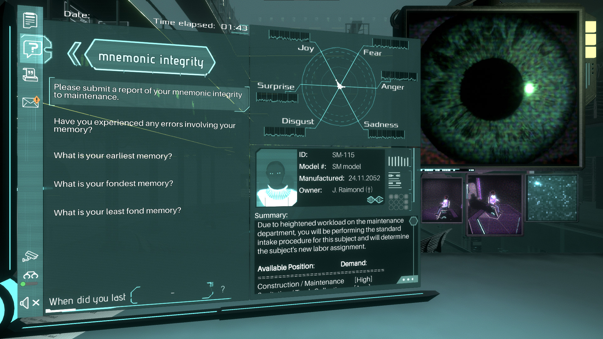 Silicon Dreams  |  cyberpunk interrogation screenshot