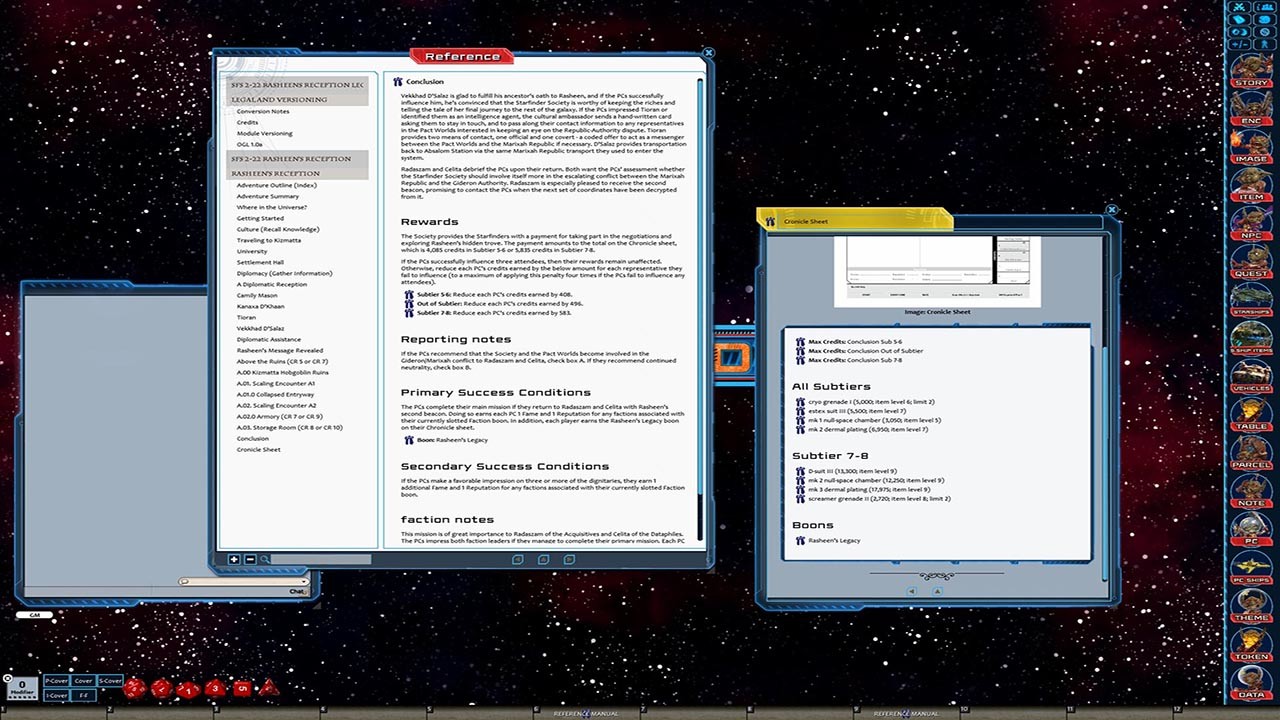 Fantasy Grounds - Starfinder RPG - Starfinder Society Scenario #2-22: Rasheen's Reception screenshot