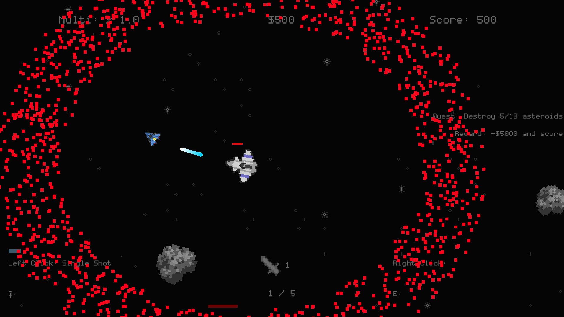 Asteroids... But Roguelite screenshot