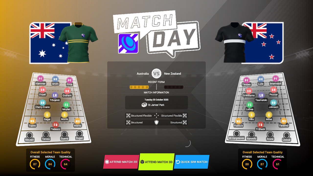 Rugby League Team Manager 3 DLC "Representative & International Teams & Competitions" screenshot