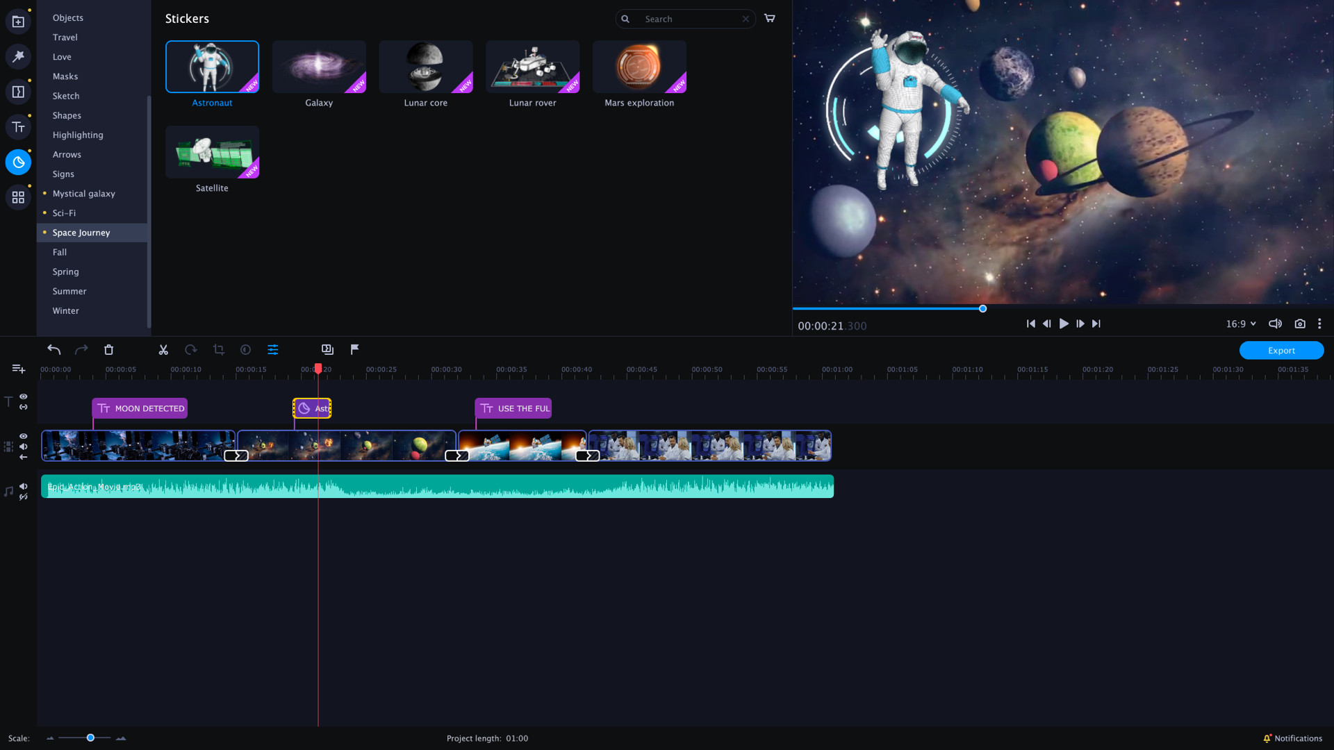 Movavi Video Editor Plus 2021 Effects - Future is now Set screenshot