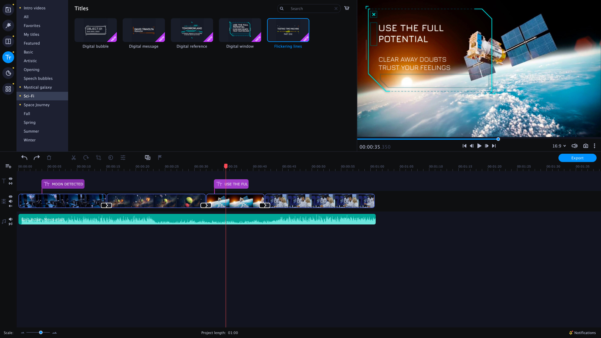 Movavi Video Editor Plus 2021 Effects - Future is now Set screenshot
