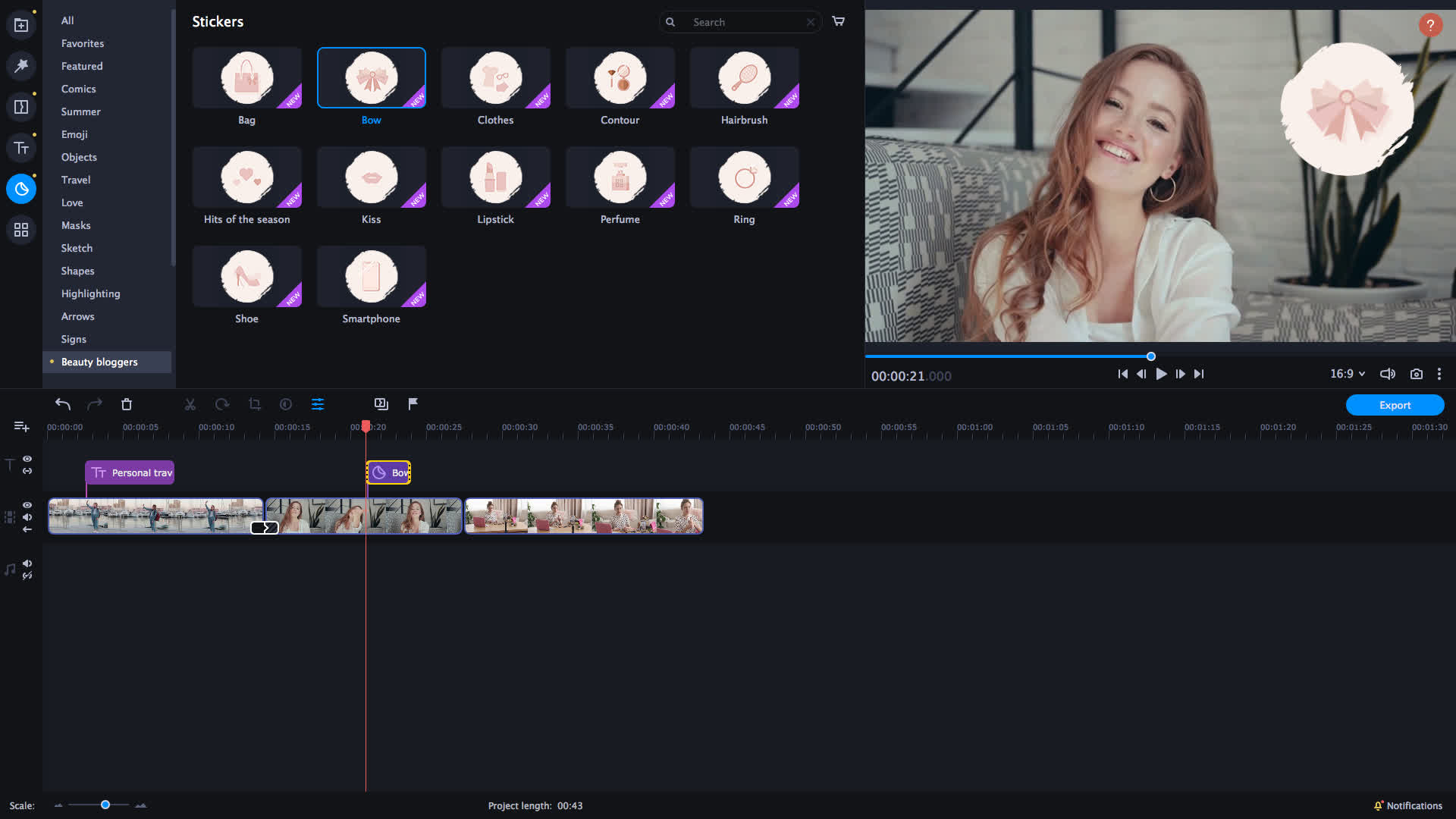 Movavi Video Editor Plus 2021 Effects - Blogger Set screenshot