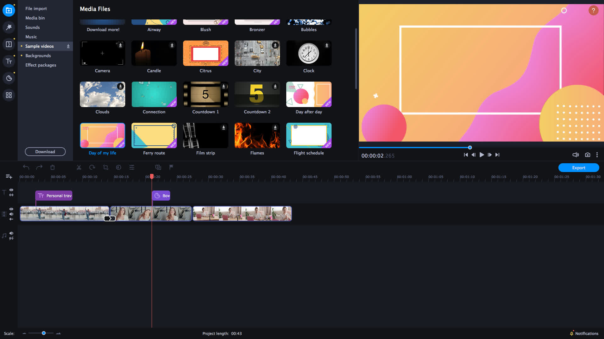 Movavi Video Editor Plus 2021 Effects - Blogger Set screenshot