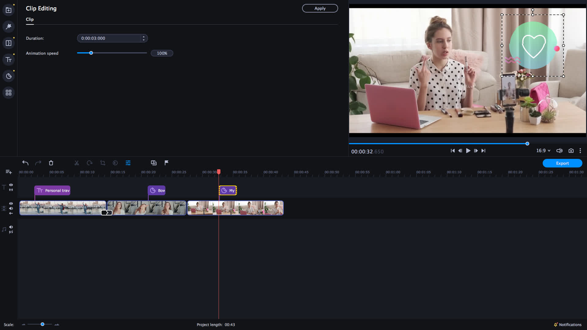 Movavi Video Editor Plus 2021 Effects - Blogger Set screenshot