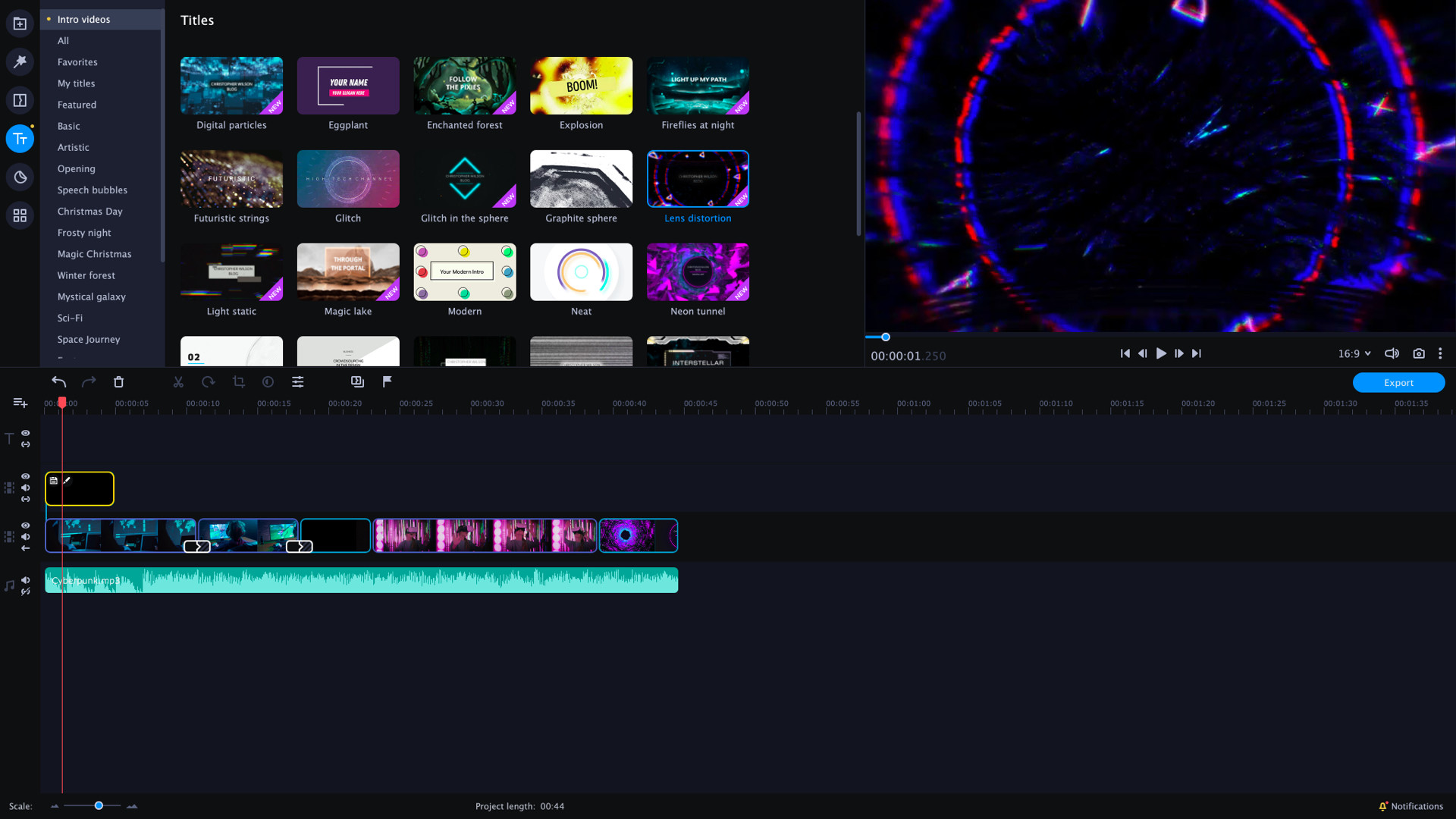 Movavi Video Editor Plus 2021 Effects - VHS Intro Pack screenshot