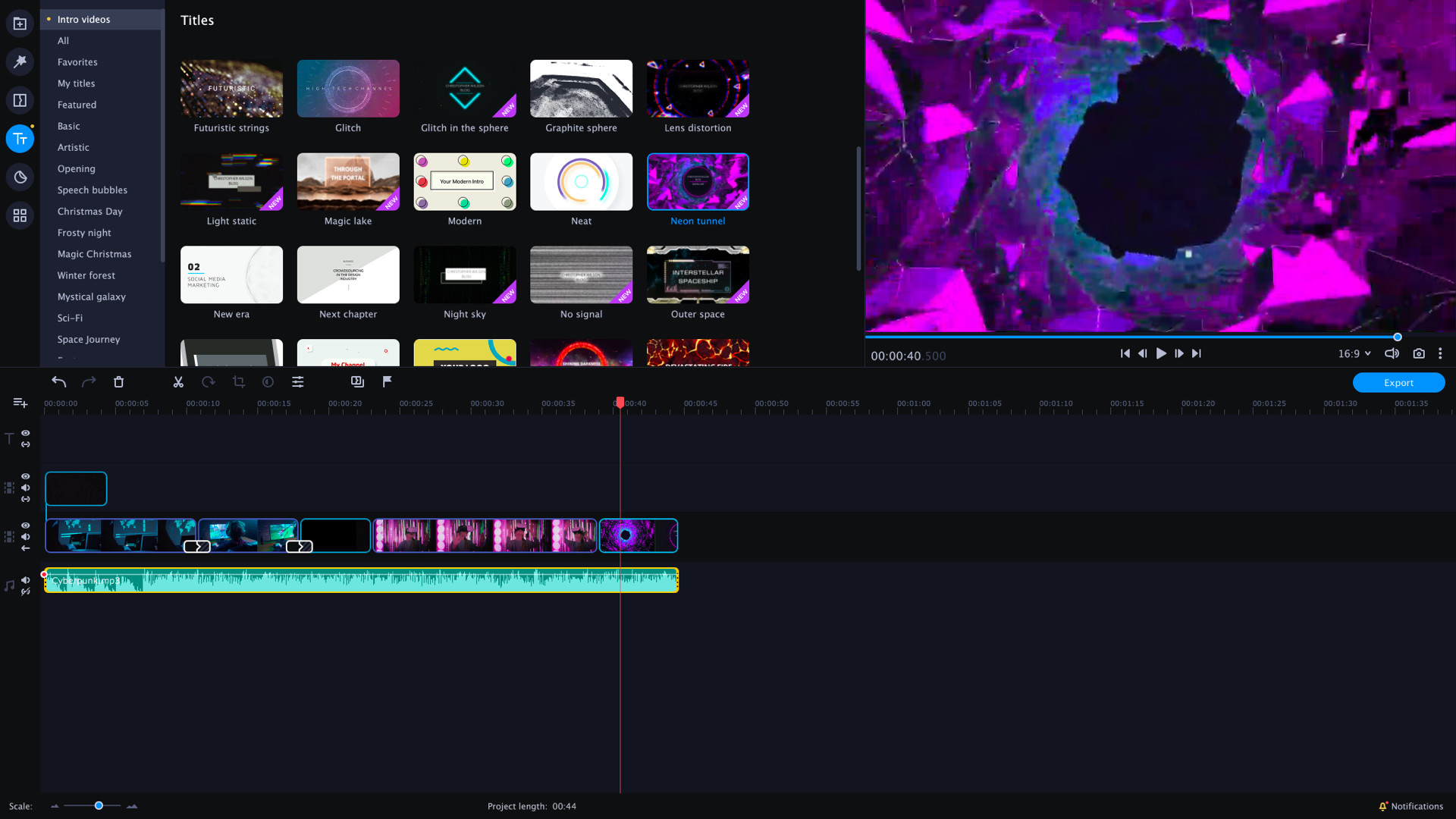 Movavi Video Editor Plus 2021 Effects - VHS Intro Pack screenshot
