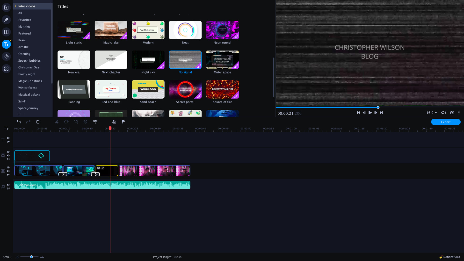 Movavi Video Editor Plus 2021 Effects - VHS Intro Pack screenshot