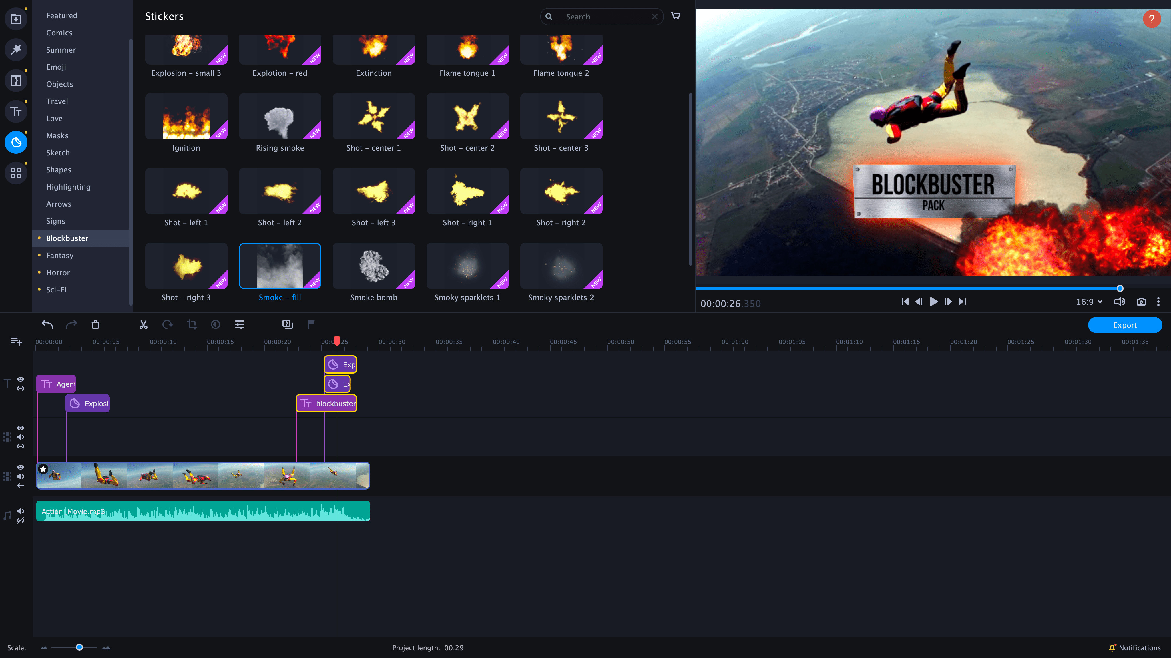 Movavi Video Editor Plus 2021 Effects - Cinematic Set screenshot