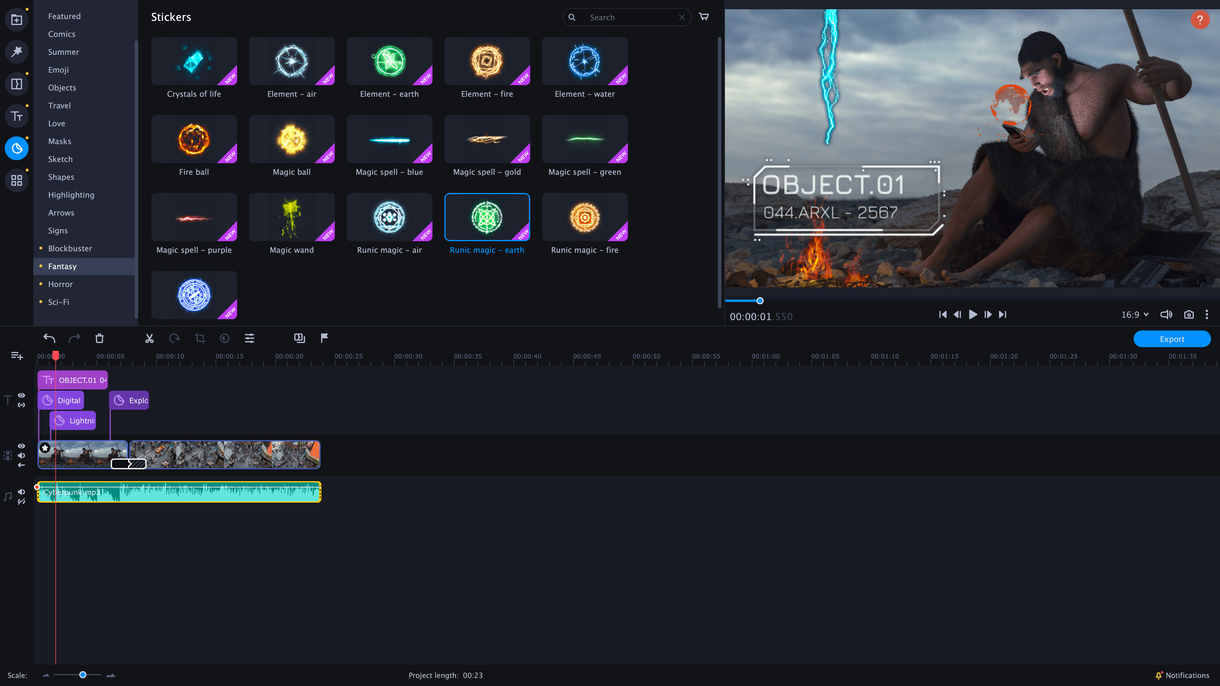 Movavi Video Editor Plus 2021 Effects - Cinematic Set screenshot