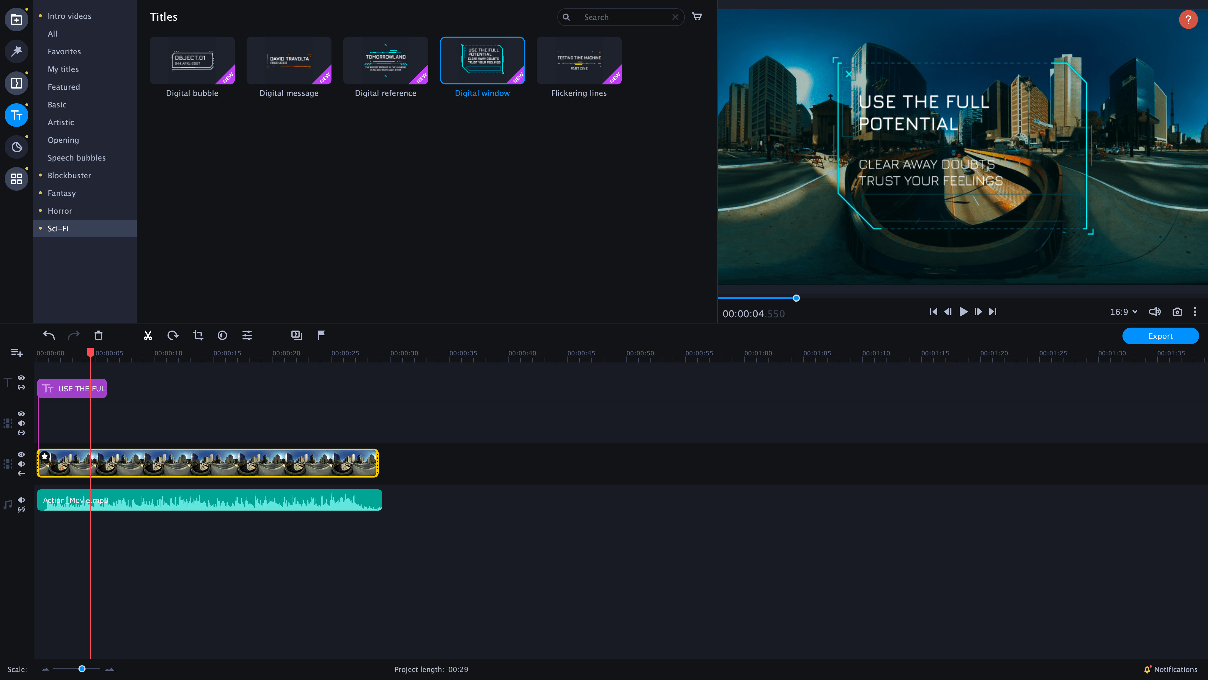Movavi Video Editor Plus 2021 Effects - Cinematic Set screenshot