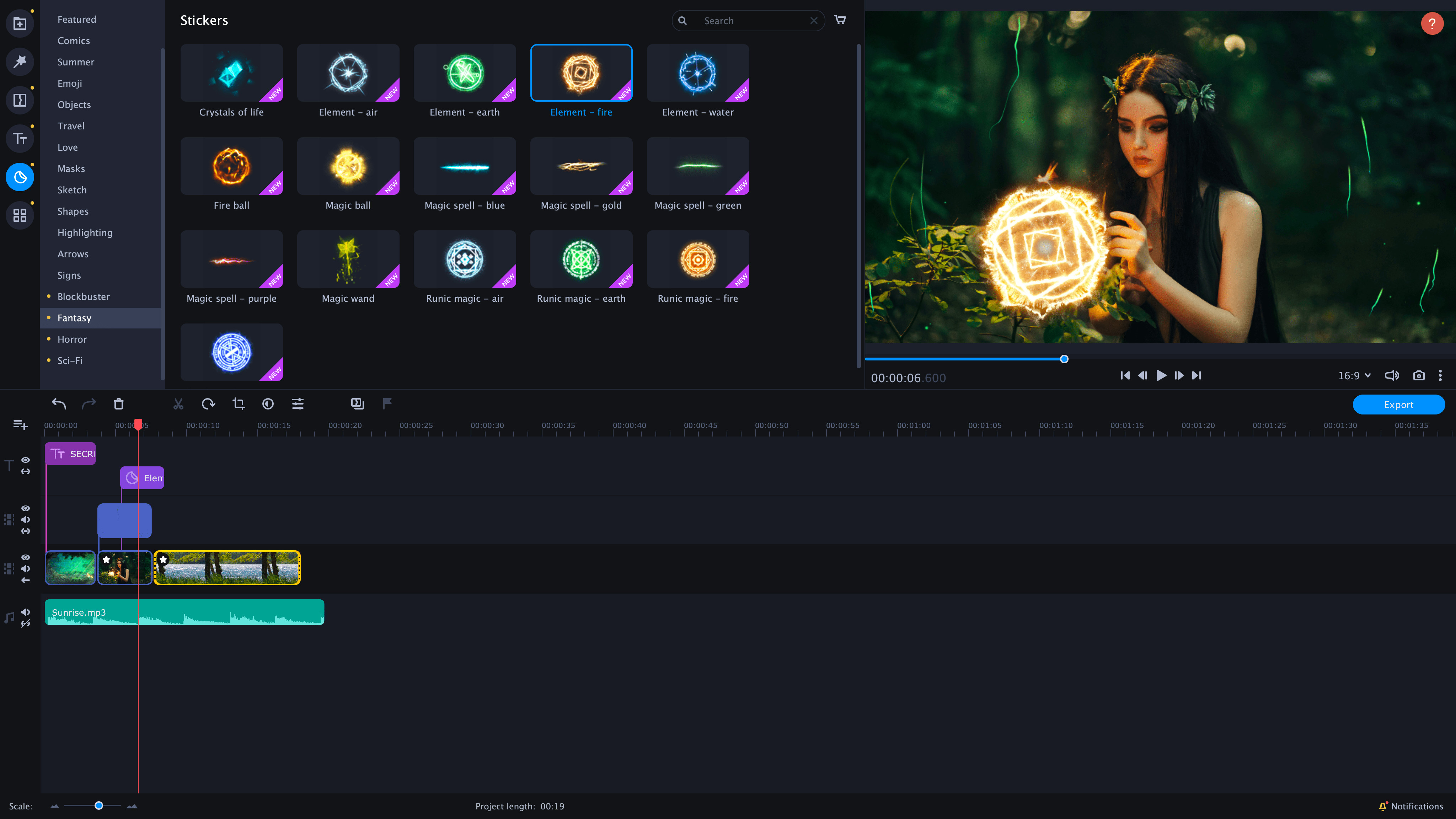 Movavi Video Editor Plus 2021 Effects - Cinematic Set screenshot