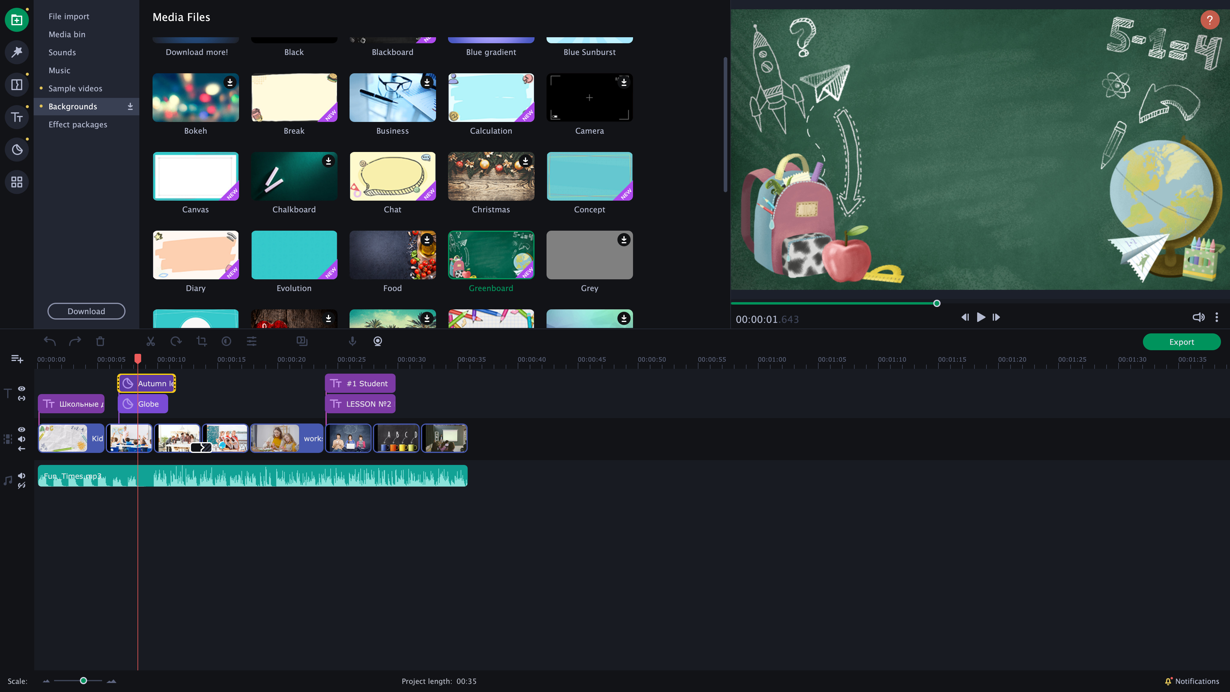 Movavi Slideshow Maker 7 Effects - Education Set screenshot