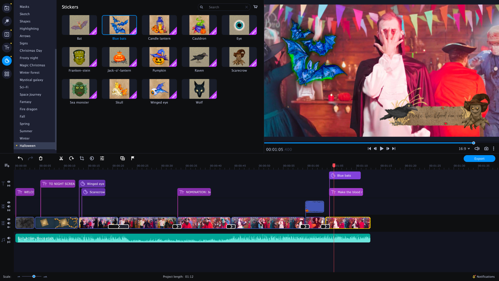 Movavi Video Editor Plus 2020 Effects - Halloween Pack screenshot