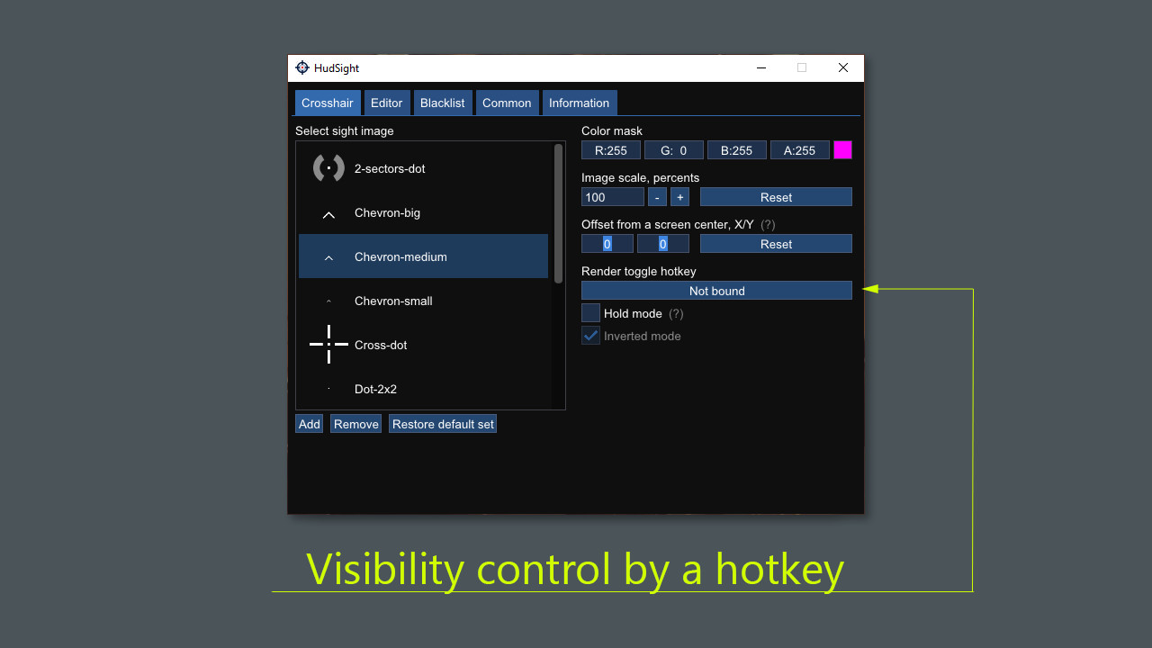 HudSight - custom crosshair overlay screenshot