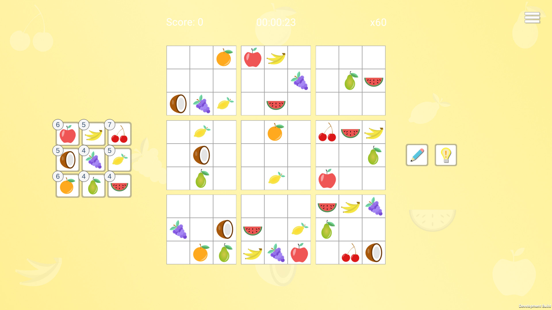 Fruit Sudoku screenshot