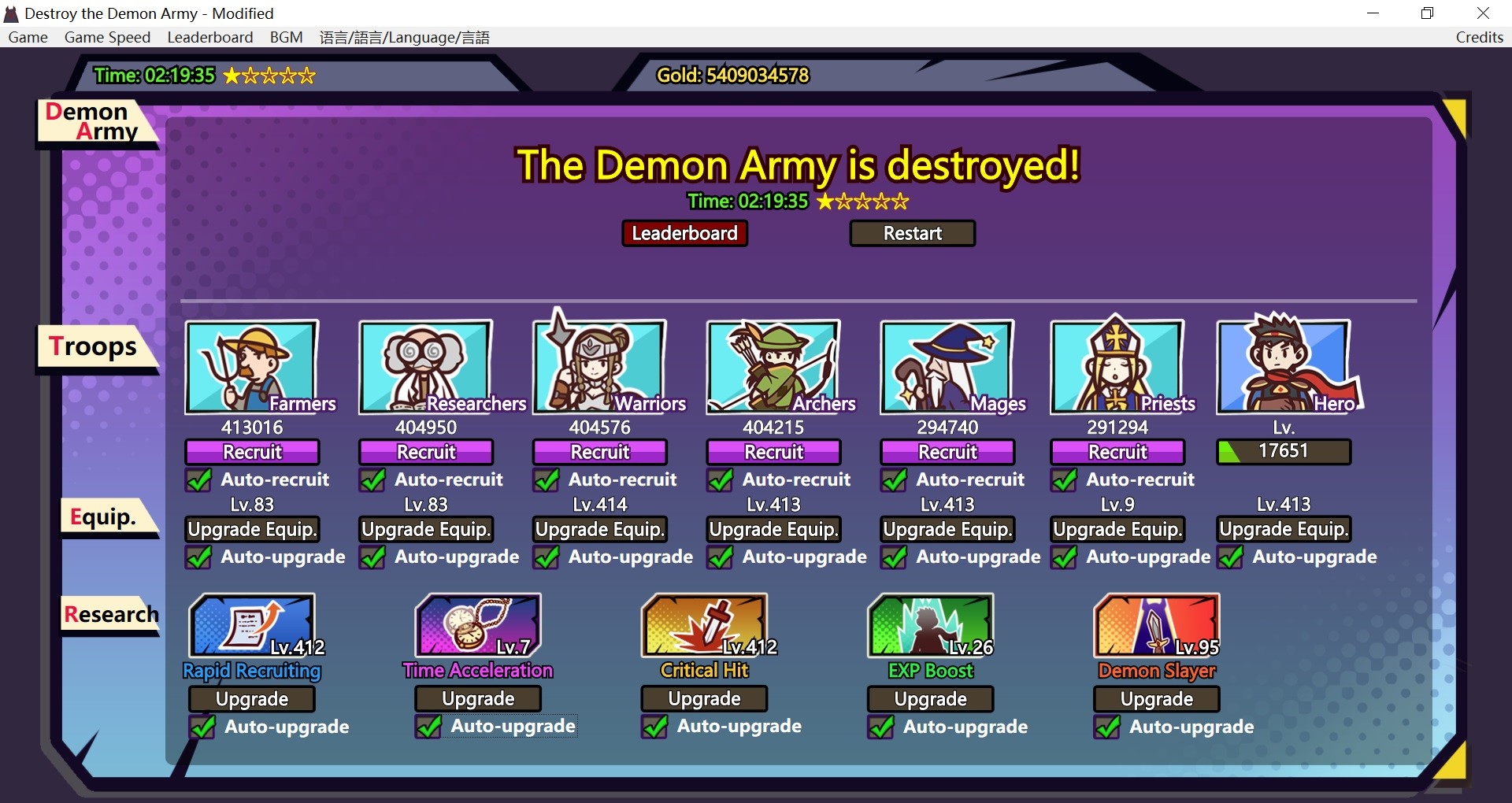 Destroy the Demon Army - Modified screenshot