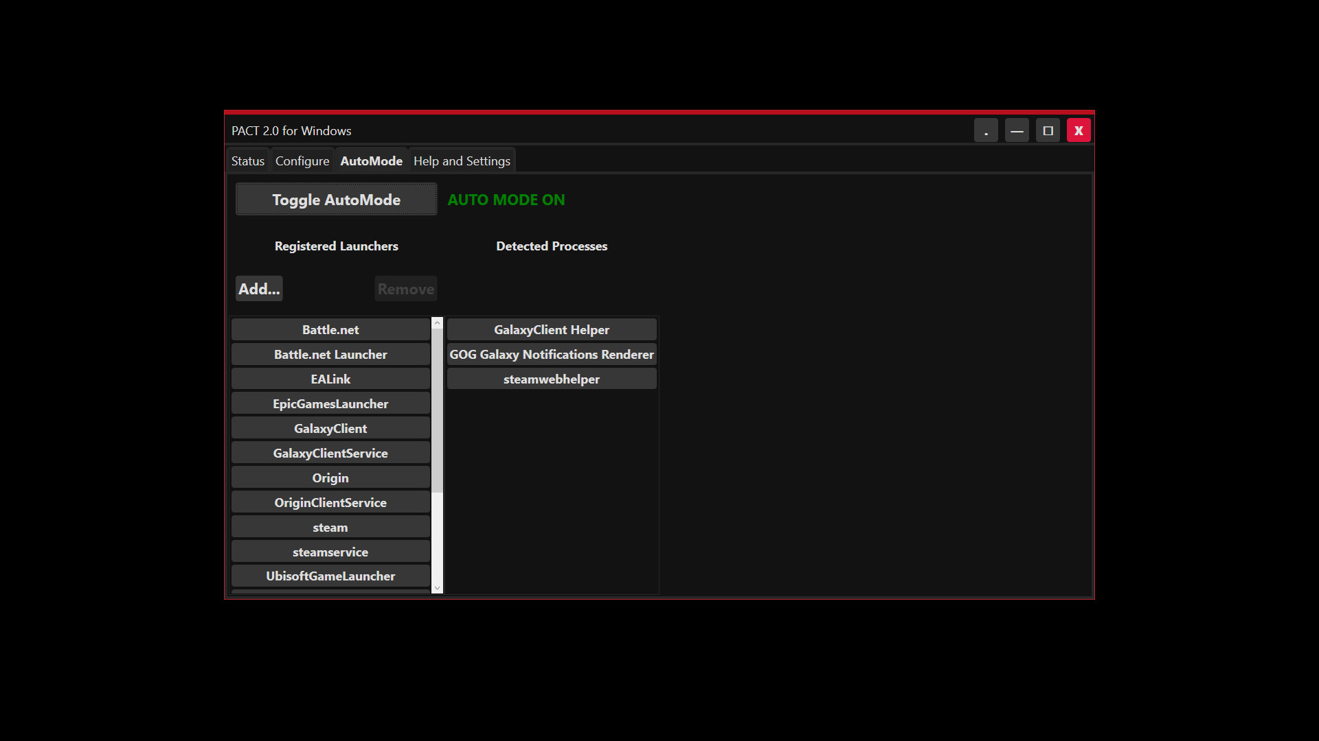 PACT - Process Affinity Control Tool screenshot