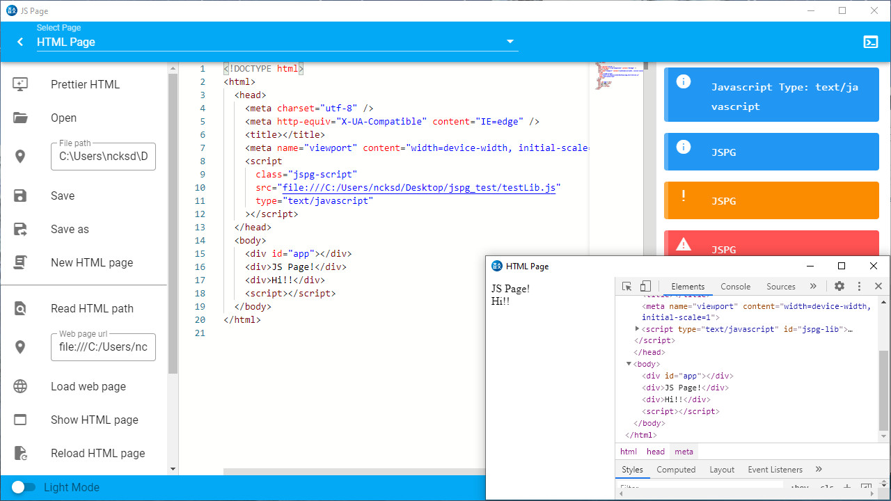 JS Page screenshot