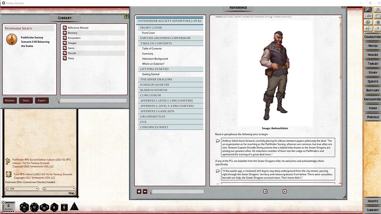 Fantasy Grounds - Pathfinder 2 RPG - Pathfinder Society Scenario #2-05: Balancing the Scales screenshot