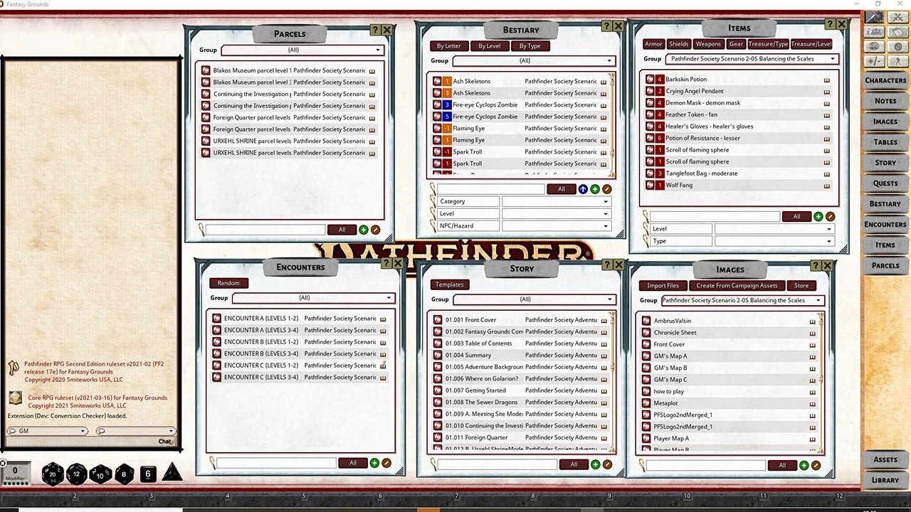 Fantasy Grounds - Pathfinder 2 RPG - Pathfinder Society Scenario #2-05: Balancing the Scales screenshot