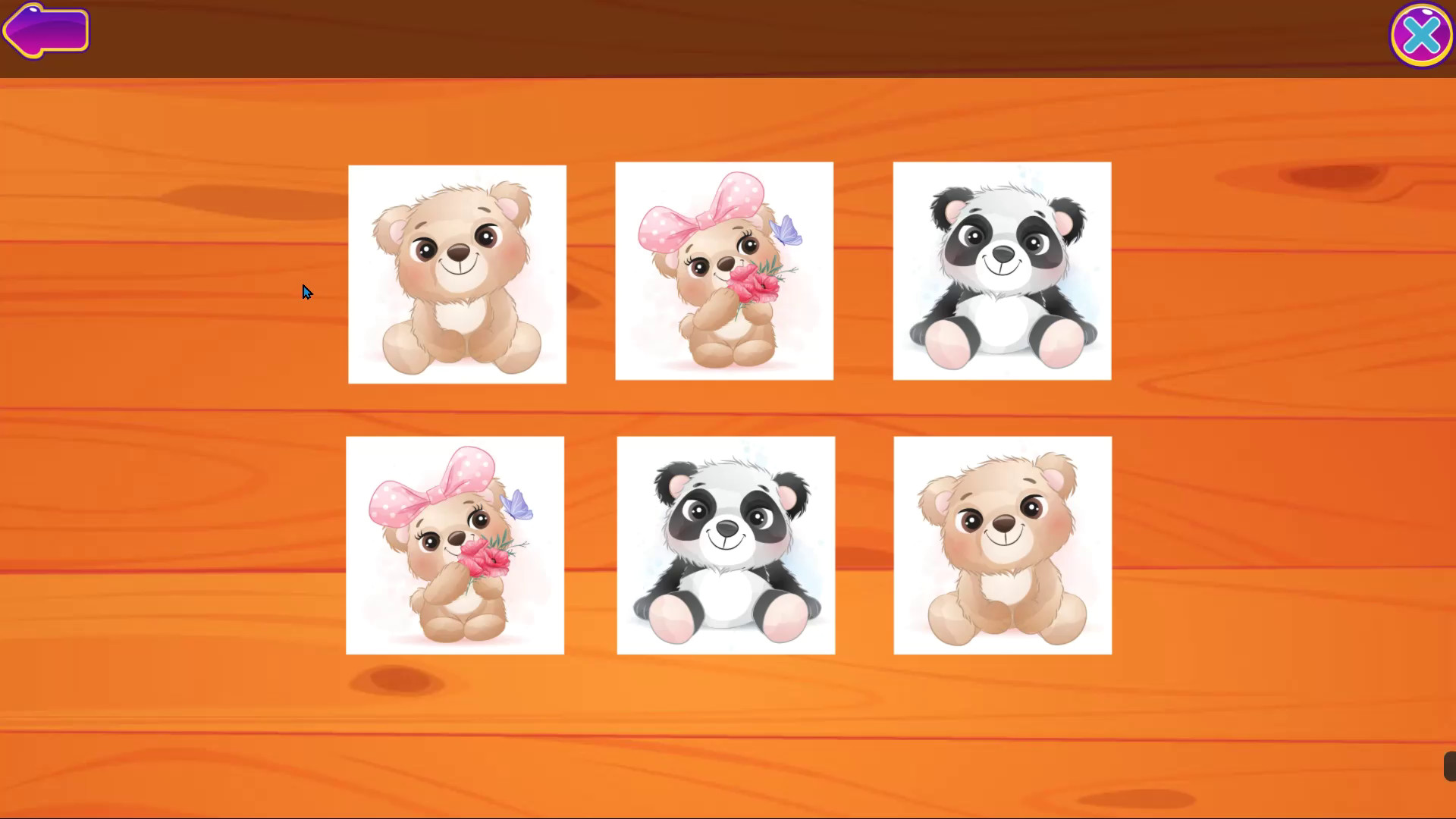 Cute Animals Memory Card Game screenshot