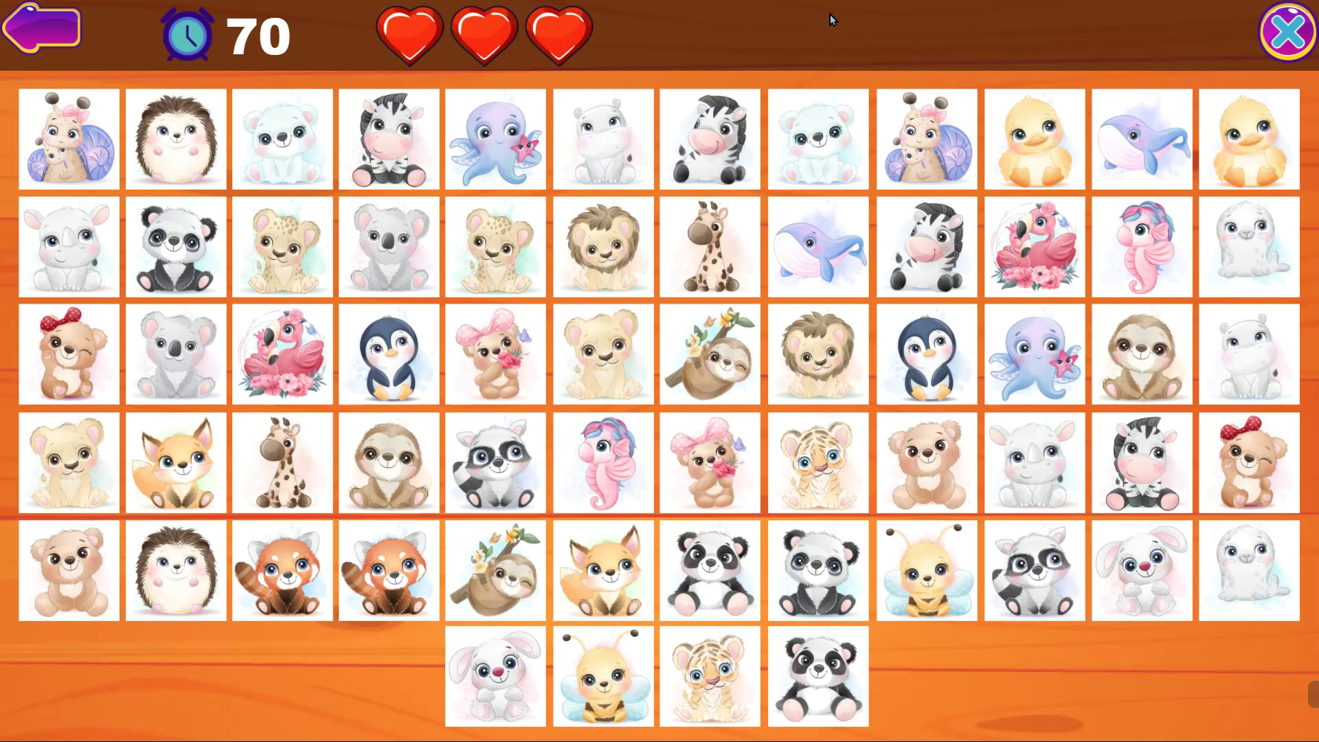 Cute Animals Memory Card Game screenshot