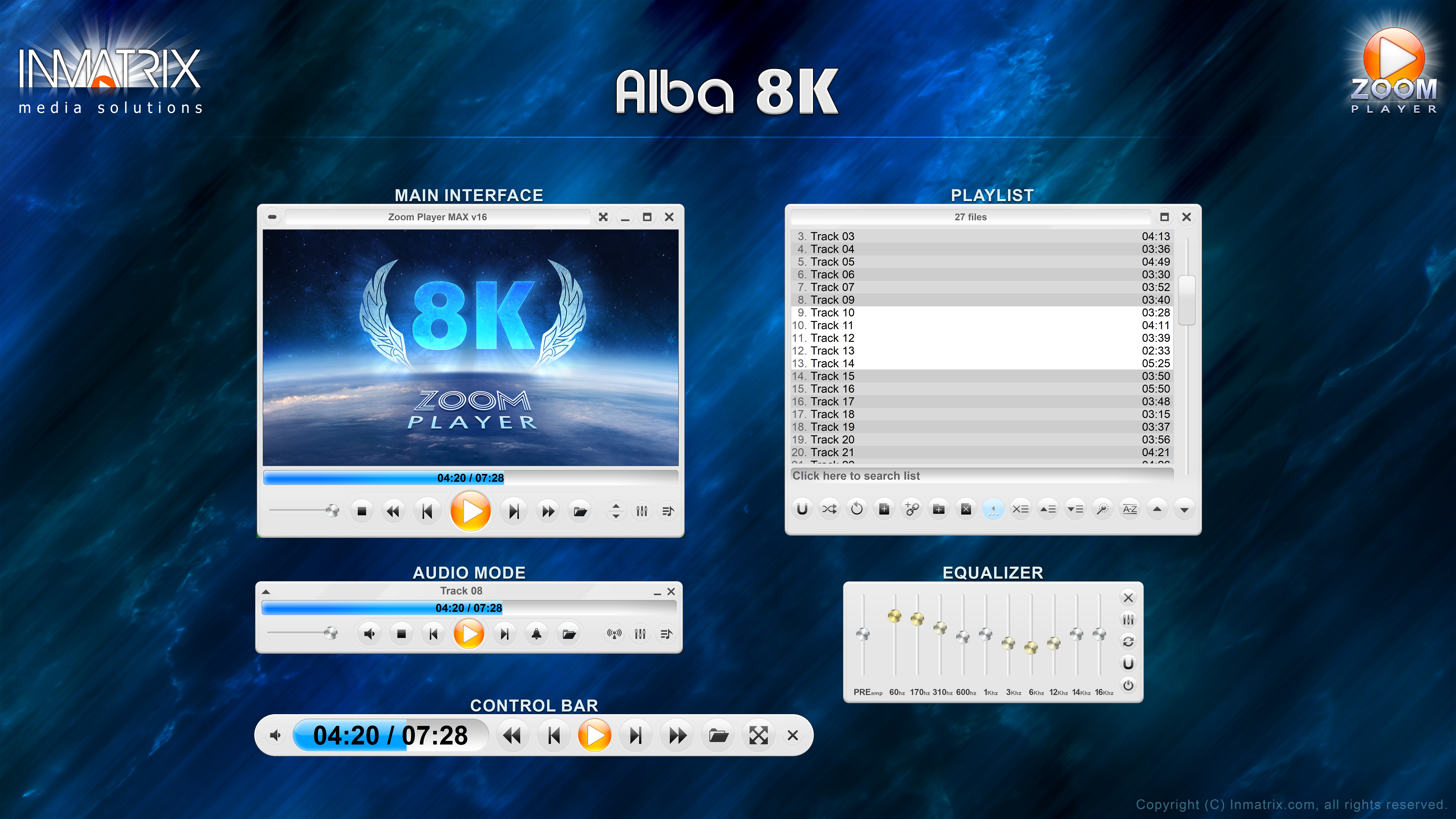 Zoom Player Alba8K skin screenshot