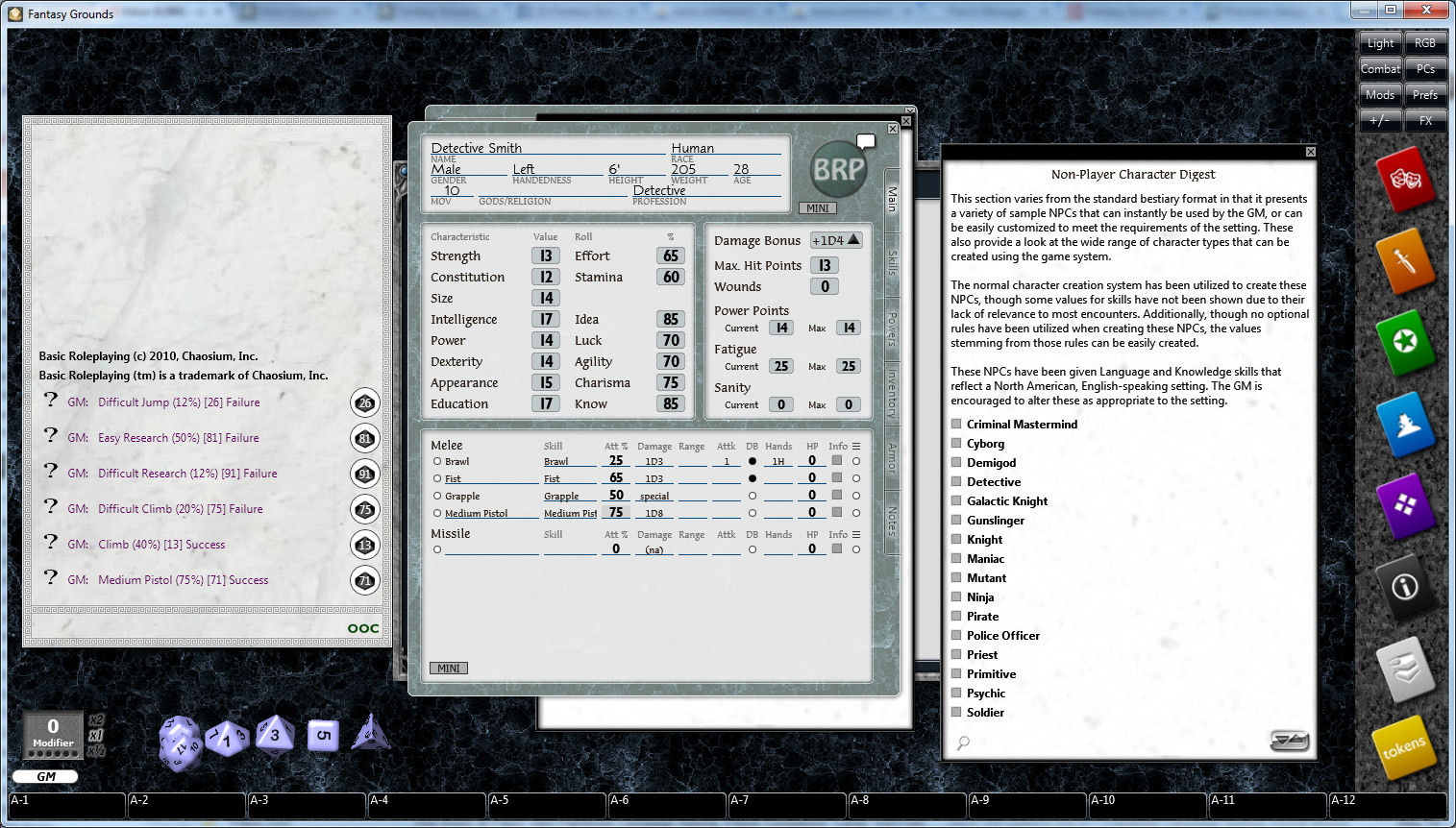 Fantasy Grounds - Basic Roleplaying (BRP) Ruleset screenshot