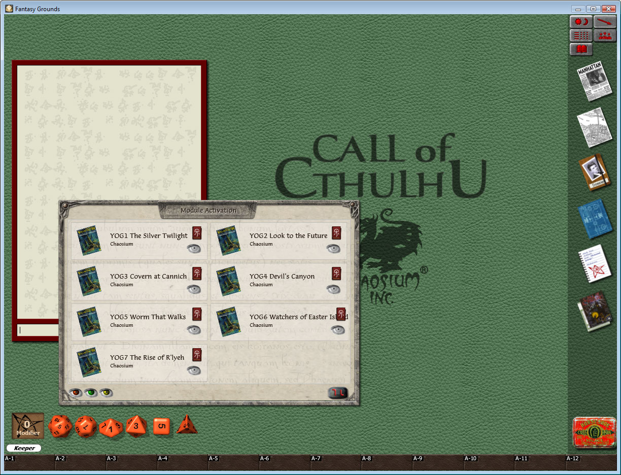 Fantasy Grounds - Call of Cthulhu: Shadows of Yog-Sothoth screenshot