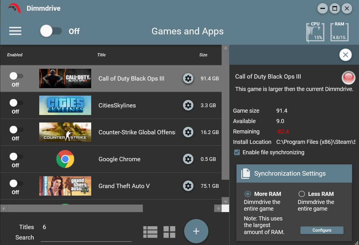 Dimmdrive :: Gaming Ramdrive @ 10,000+ MB/s screenshot
