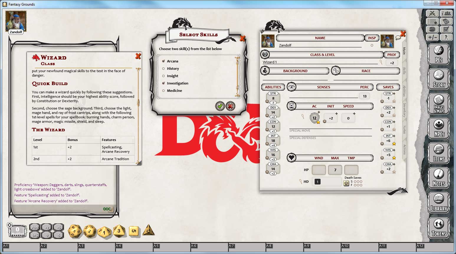 Fantasy Grounds - D&D Wizard Class Pack screenshot