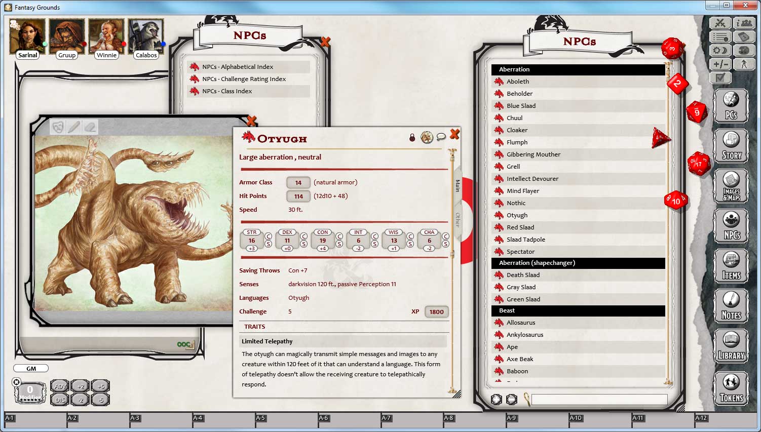 Fantasy Grounds - D&D Monster Manual screenshot