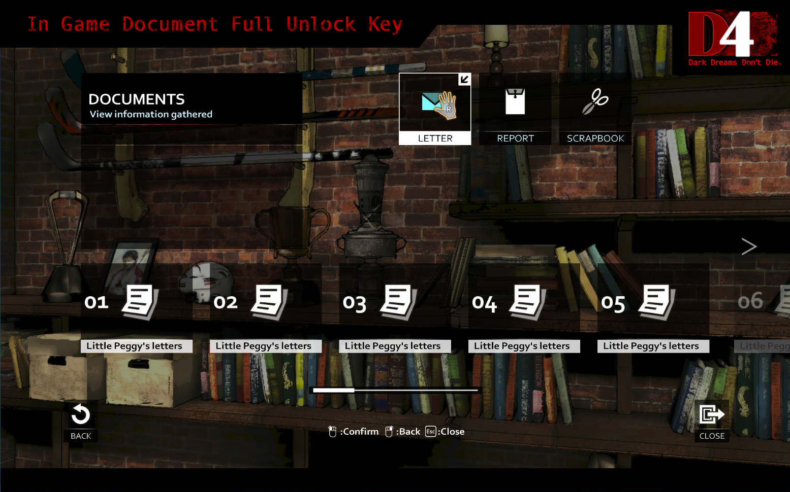 D4: In Game Document Full Unlock Key screenshot