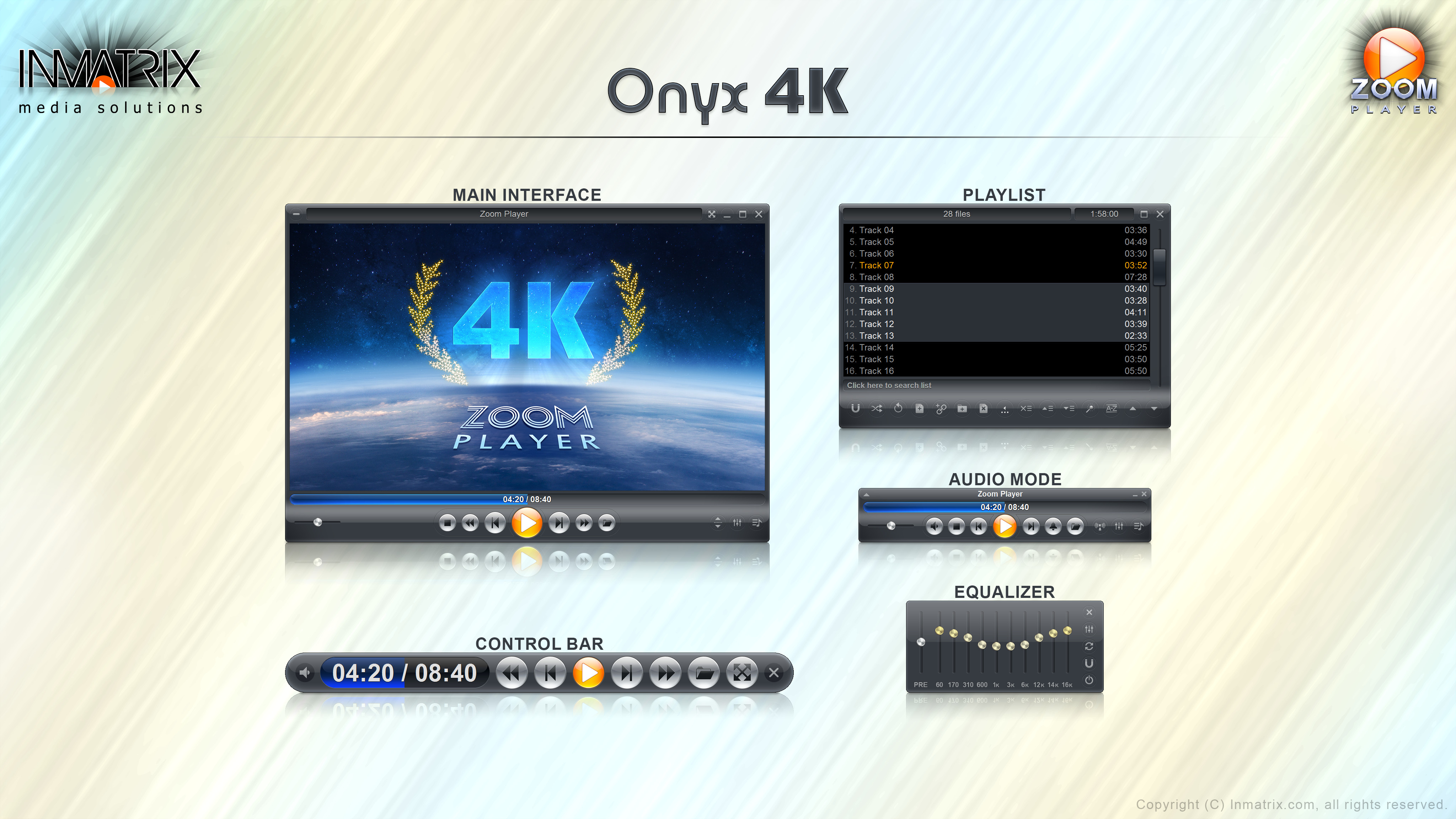 Zoom Player - Onyx 4K skin screenshot