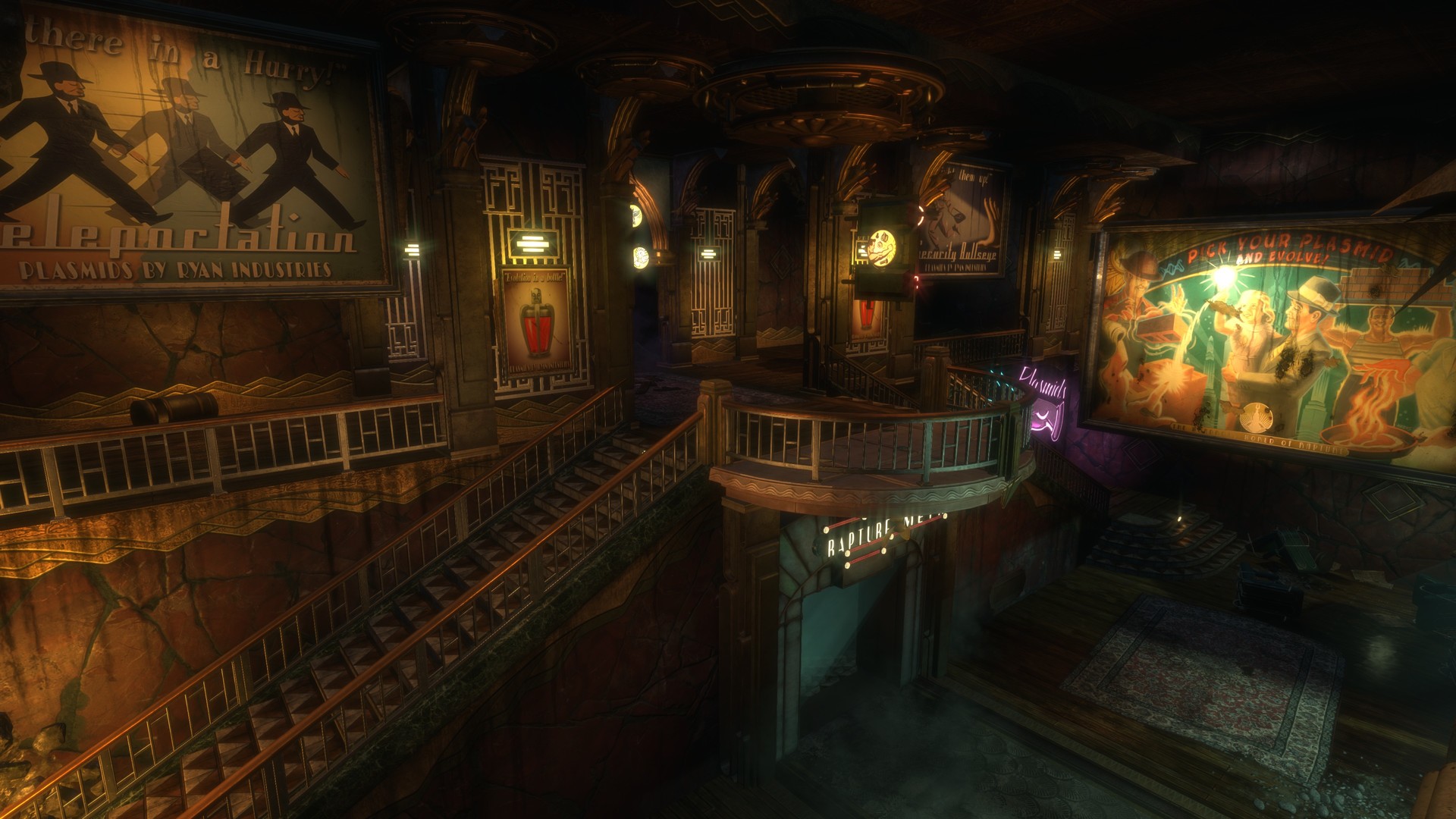 A beautiful looking place, for murders, crazy artists, and big metal murdering machines. (BioShock, Irrational games) 