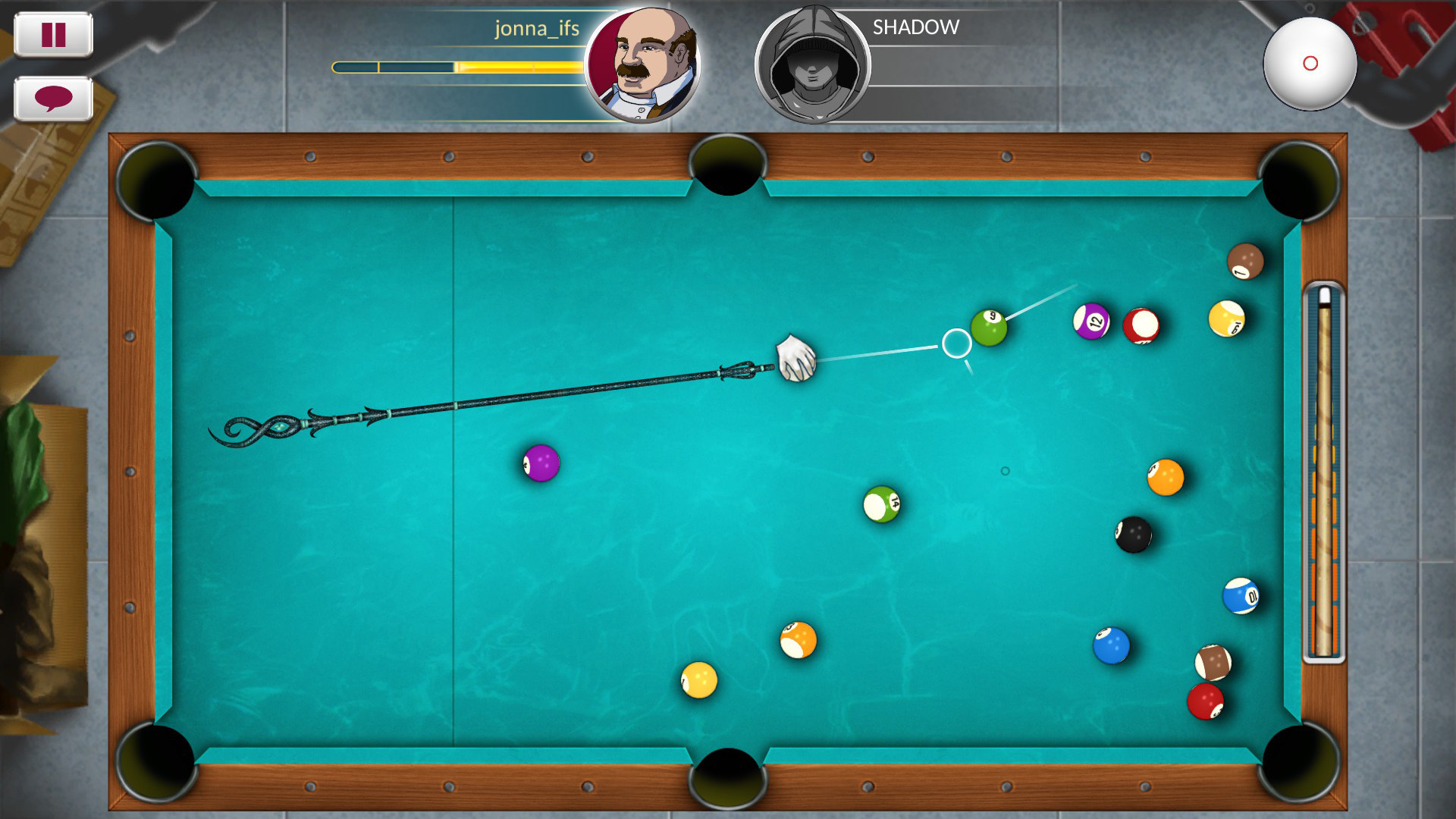 pool billiards pro online change cue stick