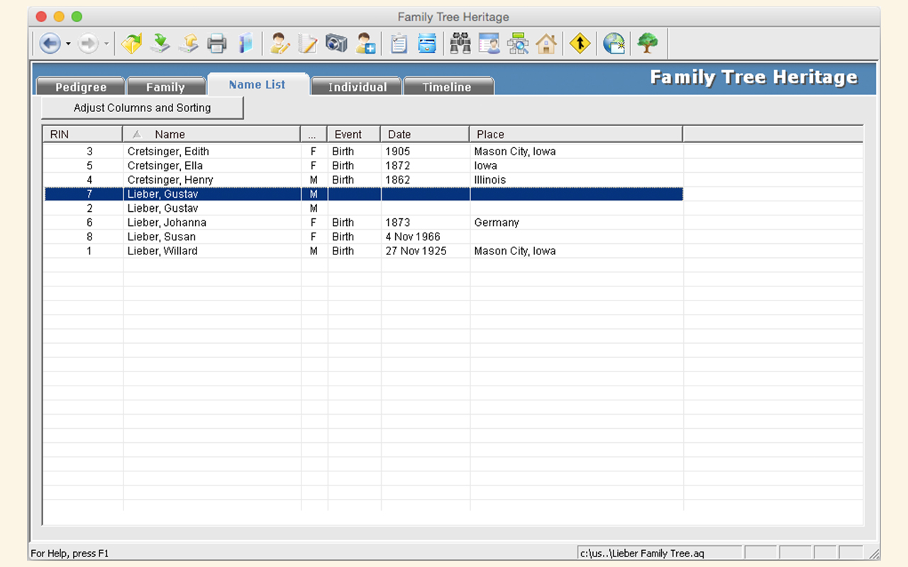 Family Tree Heritage Platinum 9 - Mac screenshot