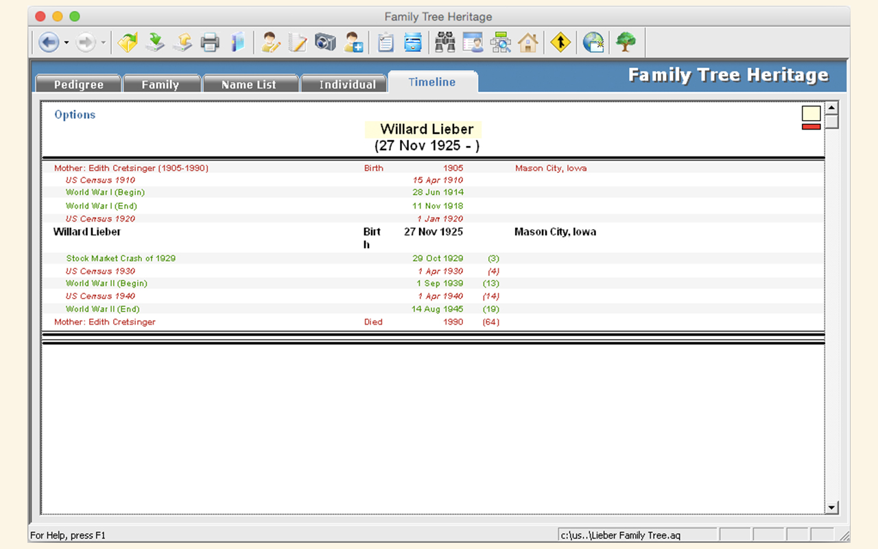 Family Tree Heritage Platinum 9 - Mac screenshot