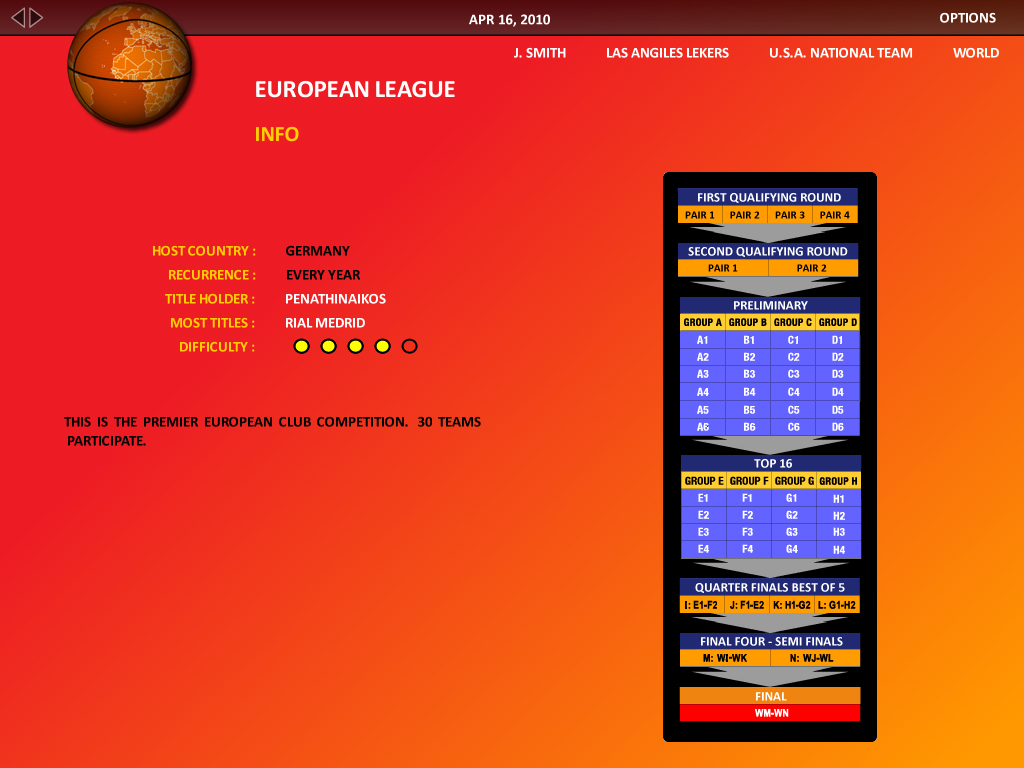 World Basketball Manager 2010 screenshot